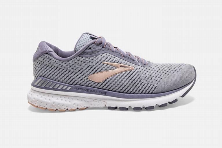 Brooks Adrenaline GTS 20 Road Running Shoes - Women's - Grey/White/Purple (86793-MXWP)